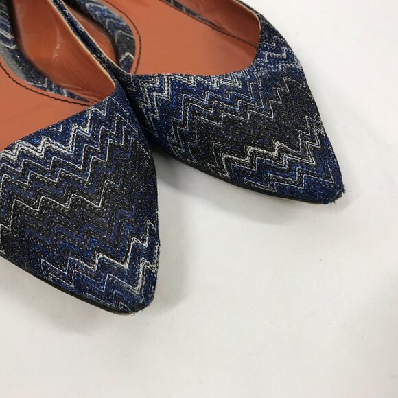 Missoni Italy Blue zig zag sparkly knit ballet flats - Picture 6 of 7